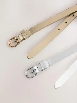 Next PU Skinny Belts 2 Pack Silver/Gold Discount