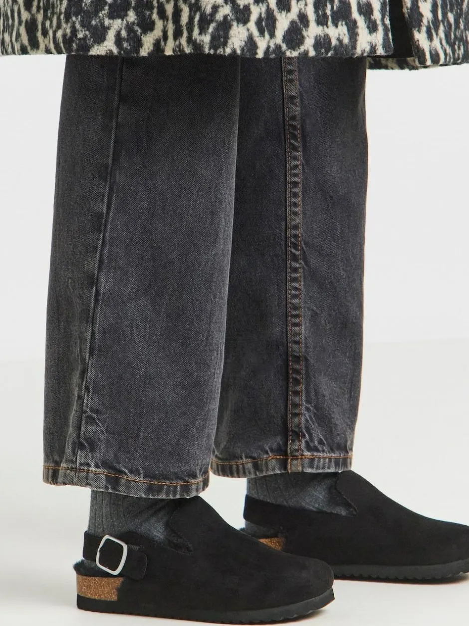 Simply Be Fluffy Mules With Back Strap Black Outlet