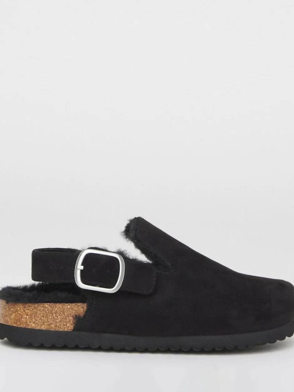 Simply Be Fluffy Mules With Back Strap Black Outlet
