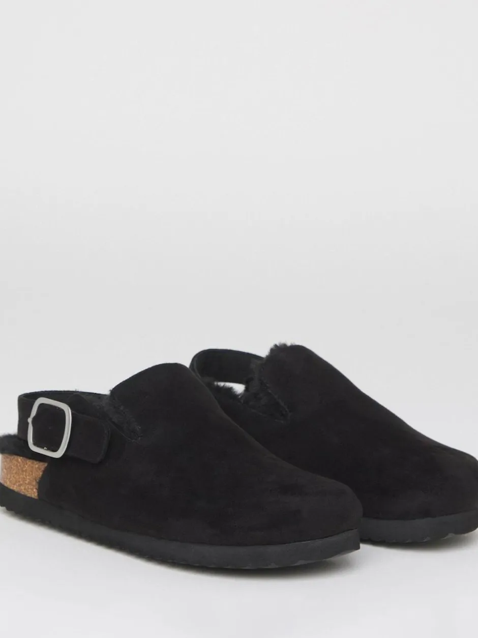Simply Be Fluffy Mules With Back Strap Black Outlet