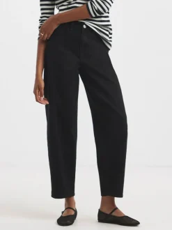 Simply Be Smart Tapered Barrel Jeans Black Hot