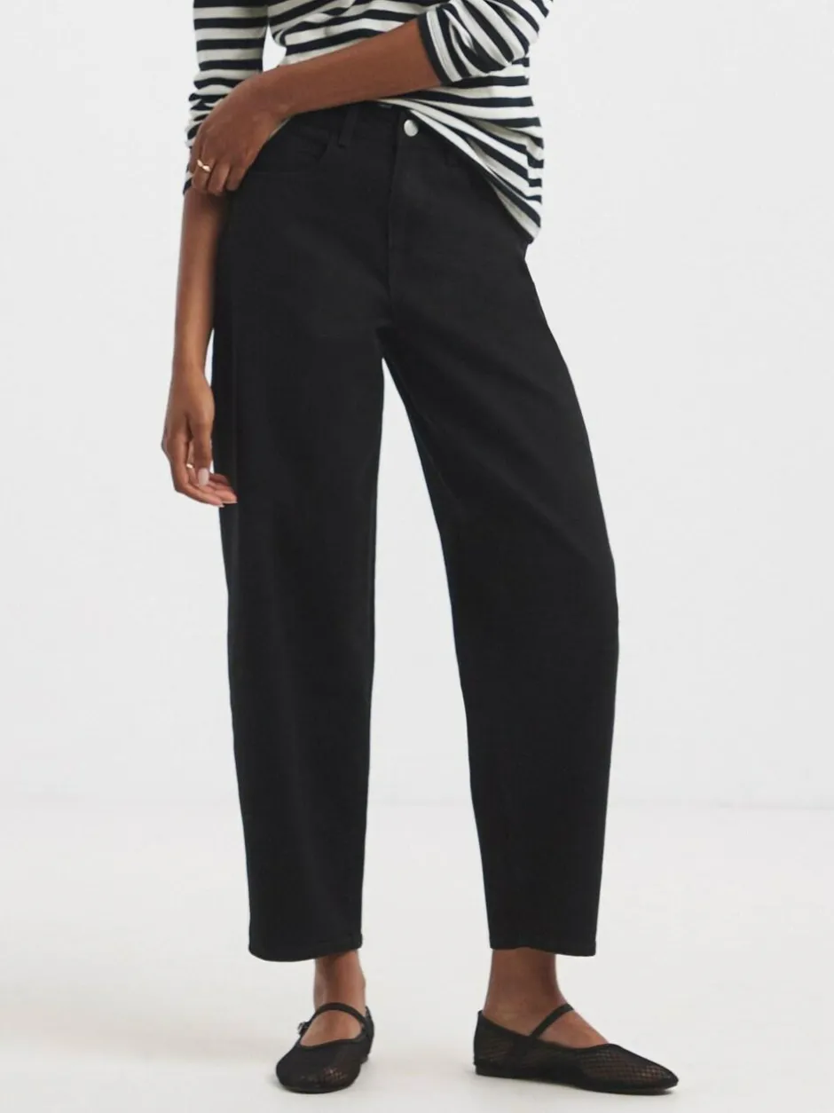 Simply Be Smart Tapered Barrel Jeans Black Hot
