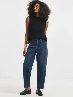 Simply Be Smart Tapered Barrel Jeans Blue Outlet