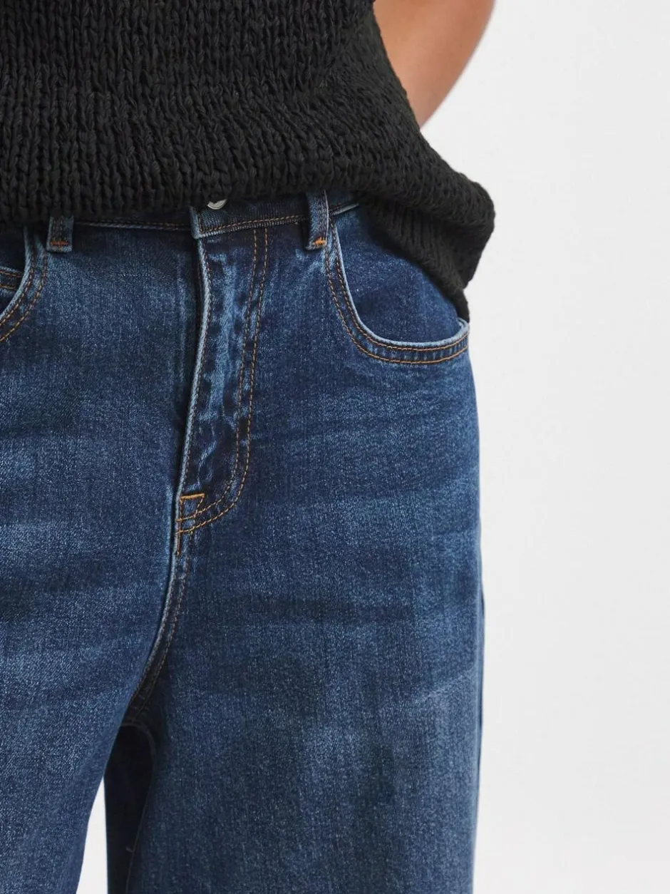Simply Be Smart Tapered Barrel Jeans Blue Outlet