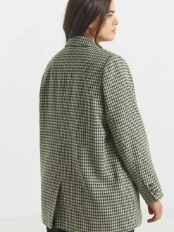 Simply Be Brown Houndstooth Single Breasted Blazer Sale