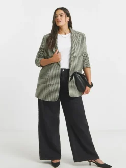 Simply Be Brown Houndstooth Single Breasted Blazer Sale