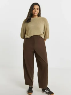 Simply Be Brown Tailored Barrel Leg Trouser Clearance