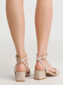 Simply Be Barely There on Low Block Heels in Extra Wide Fit Natural New