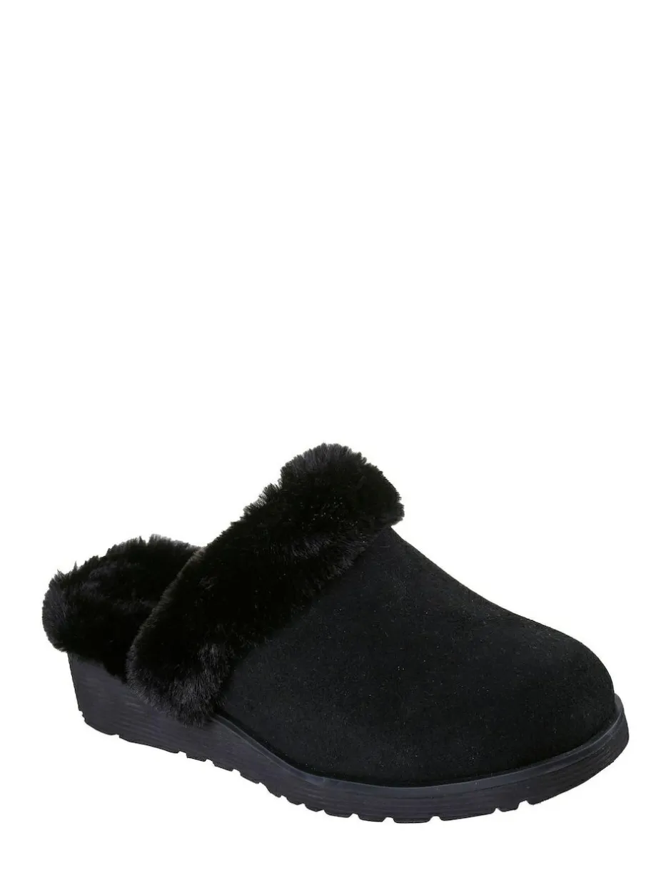 Skechers Black Keepsakes Wedge Time To Cruise Slippers Sale