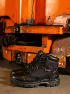 Skechers Black Mens Wascana Benen Waterproof Tactical Slip Resistant Boots Online