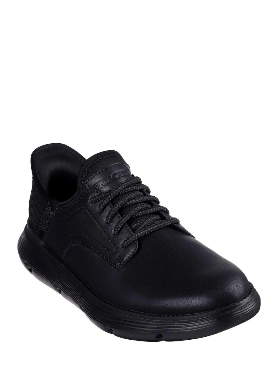 Skechers Wide Fit Mens Garza Slip In Trainers Black New