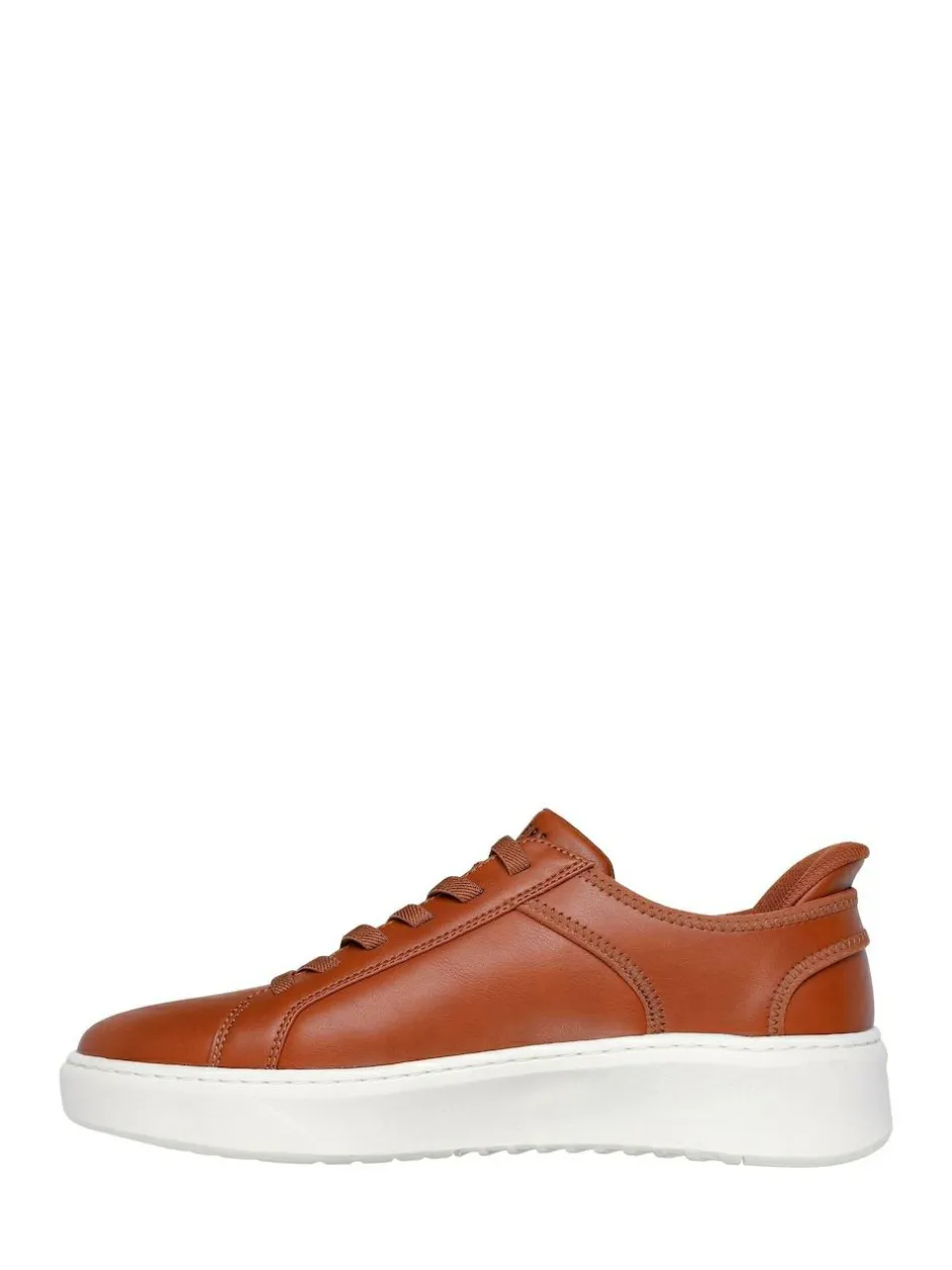 Skechers Court Break Double Vented Slip In Trainers Brown Hot