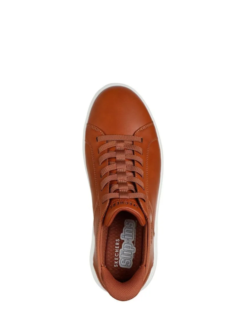 Skechers Court Break Double Vented Slip In Trainers Brown Hot