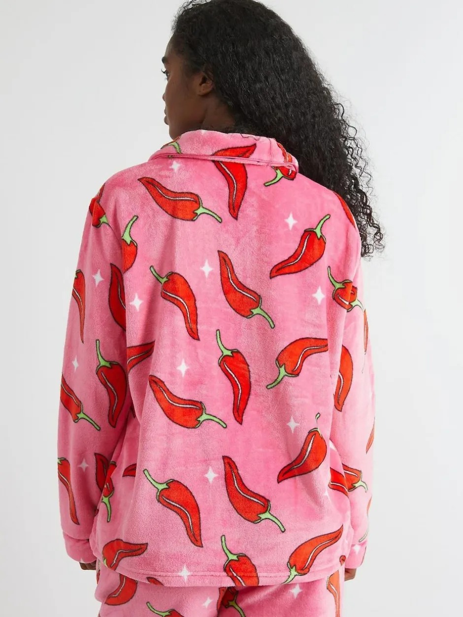 Skinnydip White Chilli Sparkle Twosie Fleece Pyjamas Set Online