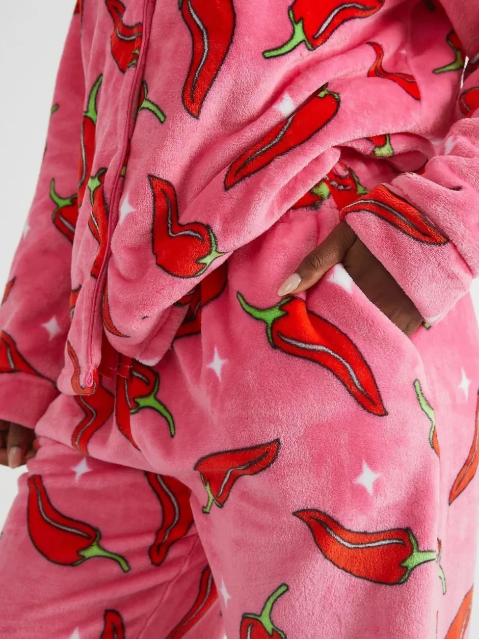 Skinnydip White Chilli Sparkle Twosie Fleece Pyjamas Set Online
