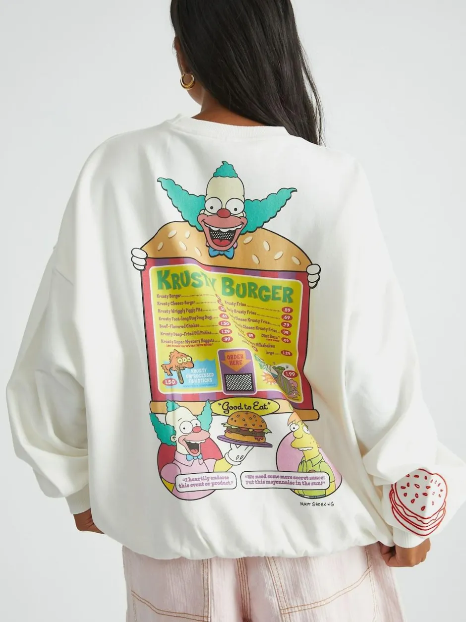 Skinnydip White The Simpsons x Krusty Burger Sweatshirt Sale