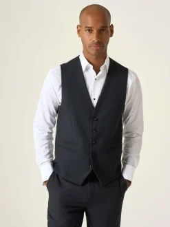Skopes Newman Check Tailored Fit Suit Waistcoat Black