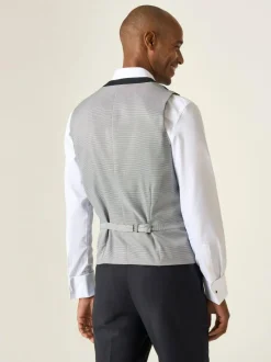 Skopes Newman Check Tailored Fit Suit Waistcoat Black