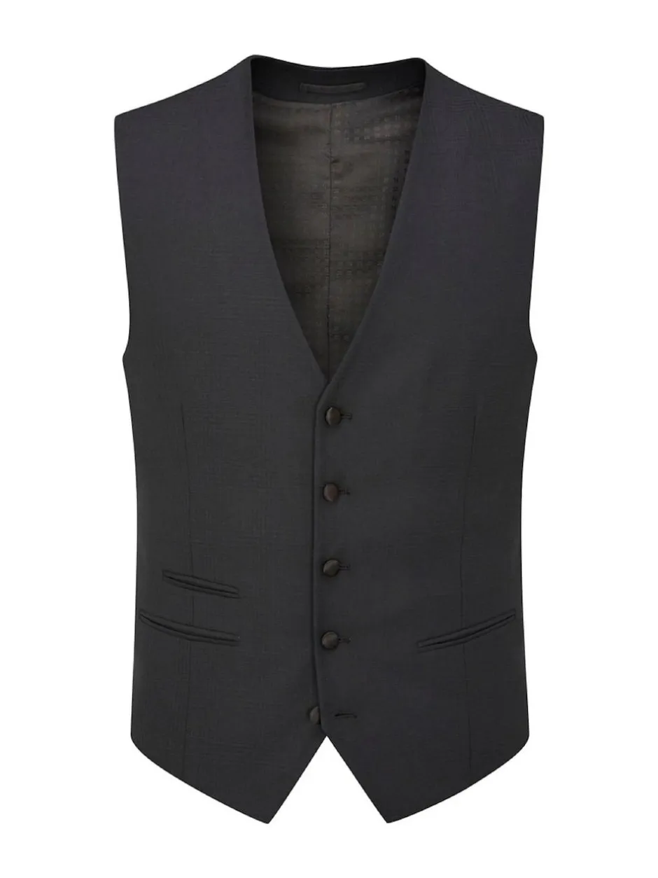 Skopes Newman Check Tailored Fit Suit Waistcoat Black
