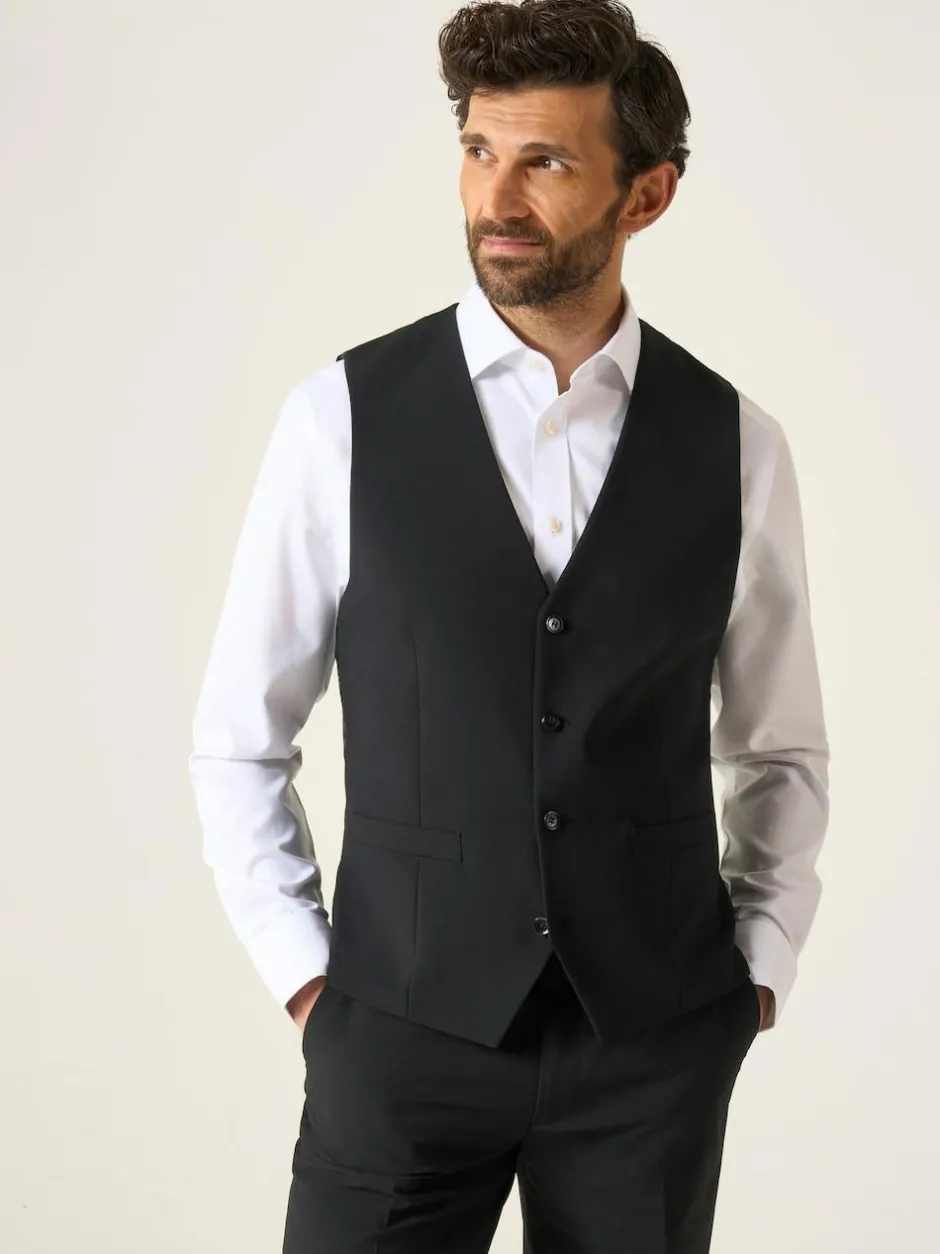 Skopes Single Breasted Wool Rich Darwin Suit Waistcoat Black Discount