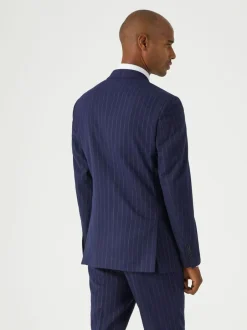 Skopes Blue Declan Suit Slim Fit Pinstripe Double Breasted Jacket