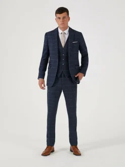 Skopes Blue Doyle Tweed Tailored Wool Blend Suit: Jacket Discount