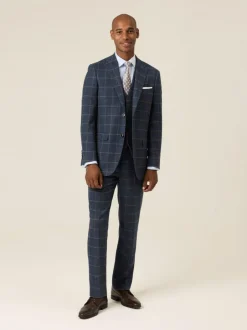 Skopes Blue Meredith Tailored Fit Suit Jacket Windowpane Check New