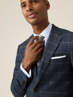 Skopes Blue Meredith Tailored Fit Suit Jacket Windowpane Check New