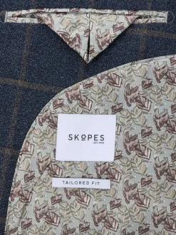 Skopes Blue Meredith Tailored Fit Suit Jacket Windowpane Check New