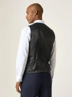 Skopes Newman Check Tailored Fit Suit Waistcoat Blue New