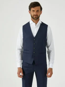 Skopes Blue Tailored Fit Wool Blend Joss Suit Waistcoat Outlet