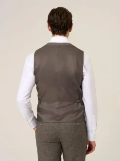 Skopes Brown Jude Tweed Tailored Fit Suit Waistcoat New
