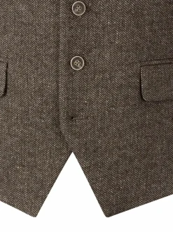 Skopes Brown Jude Tweed Tailored Fit Suit Waistcoat New