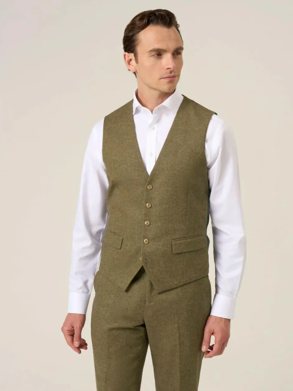 Skopes Fox Textured Suit Waistcoat Green Outlet
