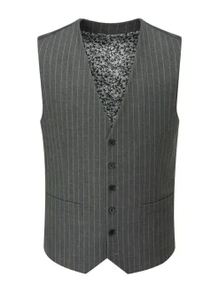 Skopes Grey Cassius Stripe Suit Waistcoat Discount