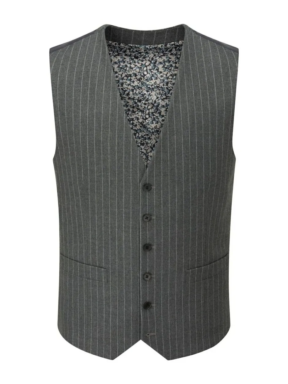 Skopes Grey Cassius Stripe Suit Waistcoat Discount
