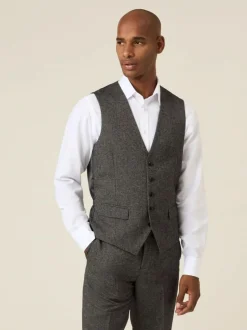 Skopes Fox Textured Suit Waistcoat Grey Discount