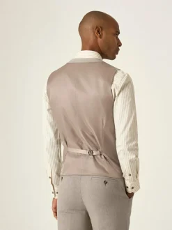 Skopes Single Breasted Tailored Fit Calvados Linen Blend Suit Waistcoat Natural Online