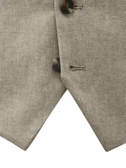 Skopes Single Breasted Tailored Fit Calvados Linen Blend Suit Waistcoat Natural Online