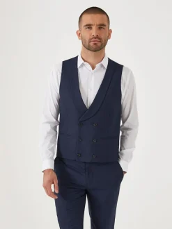 Skopes Double Breasted Harcourt Single Breasted Tailored Fit Suit Waistcoat Navy Blue Discount