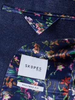 Skopes Single Breasted Jude Tweed Tailored Fit Suit Jacket Navy Blue Online