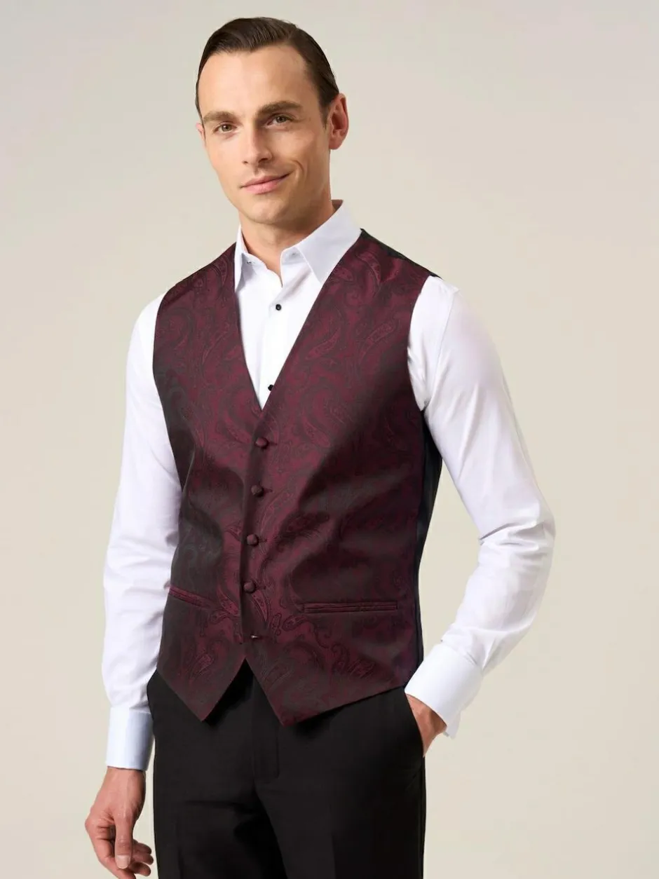 Skopes Party Paisley Waistcoat Red Online