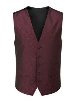 Skopes Party Paisley Waistcoat Red Online