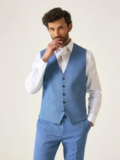Skopes Redding Tailored Fit Suit Waistcoat Sky Blue New