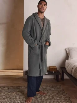 Next Corded Textured Dressing Gown Slate Grey Best