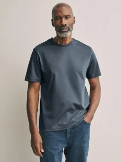Next Slate Grey Regular Fit Signature SUPIMA® Cotton Crew Neck T-Shirt Online