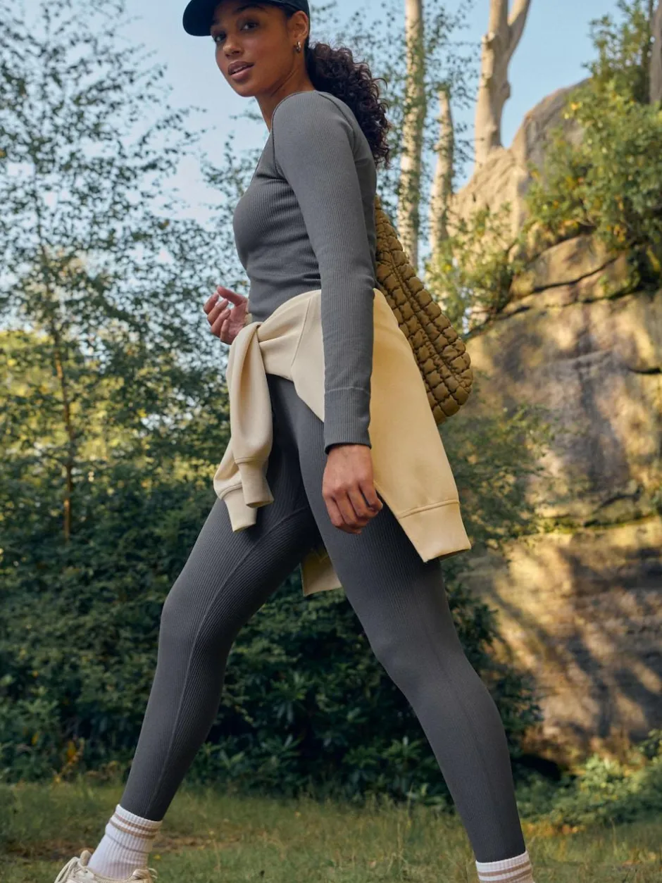 Next Slate Grey Ribbed Seamless High Waist Leggings Hot