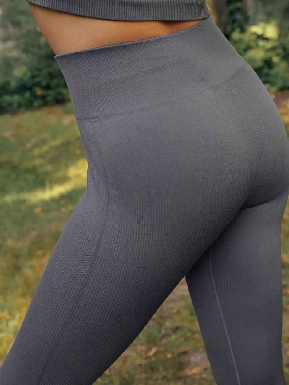 Next Slate Grey Ribbed Seamless High Waist Leggings Hot