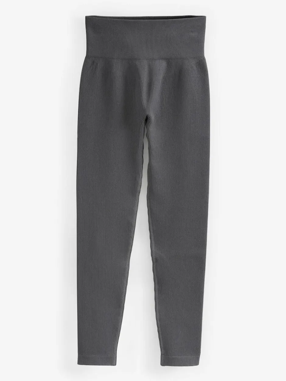 Next Slate Grey Ribbed Seamless High Waist Leggings Hot