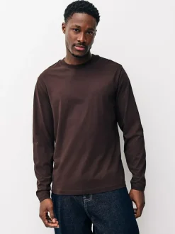 Next Regular Fit Regular Fit Long Sleeve 100% Cotton T-Shirts 5 Pack Slate/Green/Ecru/Orange/Brown Online